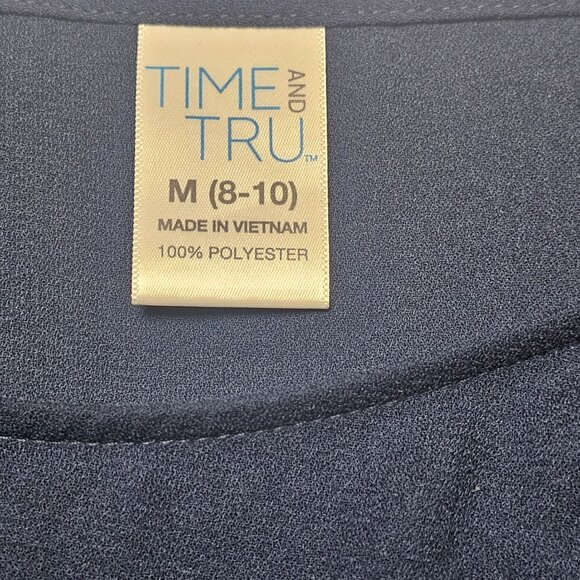 Time And Tru Womens Navy Bell Sleeve Blouse M - Picture 3 of 6